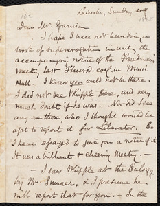 Letter from Samuel May, Jr., Leicester [Mass.], to William Lloyd Garrison, Sunday Eveg. [1865]