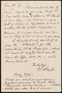Letter from Samuel May, Jr., Leicester [Mass.], to William Lloyd Garrison, Aug[ust] 3 / [18]65