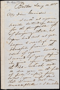 Letter from Charles F. Hovey, Boston, [Mass.], to William Lloyd Garrison, Jan'y 14, 1855