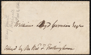 Letter from Mary Botham Howitt, West Hill Lodge, Highgate, [England], to William Lloyd Garrison, Nov. 2, [1864]