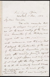 Letter from Oliver Johnson, Anti-Slavery Office, New York, to William Lloyd Garrison, 5 Nov., 1864