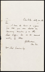 Letter from J. S. Hudson, Cambridge, [Mass.], to William Lloyd Garrison, July 20, 1865