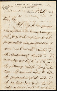 Letter from Ticknor and Fields, Boston, [Mass.], to William Lloyd Garrison, 3 July 1866