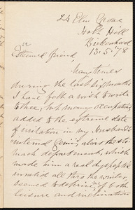 Letter from Hannah O'Brien, 24 Elm Grove, Hals Hill, Birkenhead, [England], to William Lloyd Garrison, 13 - 5 - [18]78
