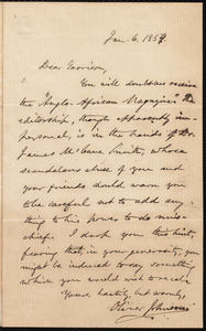 Letter from Oliver Johnson, to William Lloyd Garrison, Jan. 6, 1859