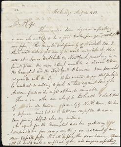 Letter from David Adams Grosvenor, Uxbridge, to Amos Augustus Phelps, Aug 14: 1833