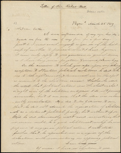 Letter from Robert Bernard Hall, Plym[outh], to Amos Augustus Phelps, March 25 1839