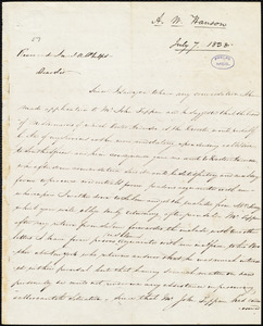 Letter from Augustus William Hanson, to Amos Augustus Phelps, July 7. 1838