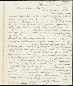 Copies of a letter and a testimony from Sally E. Grosvener, [North Reading], to Amos Augustus Phelps, [March 1839]