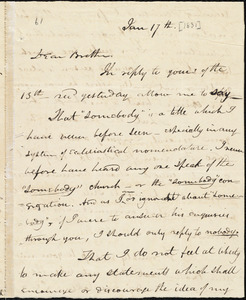 Letter from Asa Theodore Hopkins, Pawtucket, to Amos Augustus Phelps, Jan 17th [1831]