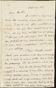 Letter from Asa Theodore Hopkins, [Pawtucket], to Amos Augustus Phelps, Feby 10. 1831