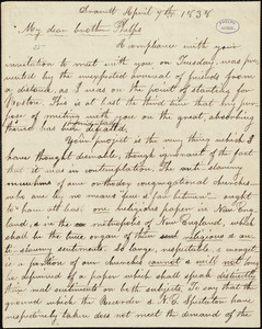 Letter from Epaphras Goodman, Dracutt, to Amos Augustus Phelps, April 7th 1838