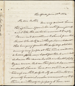 Letter from Joel Hawes, Hartford, to Amos Augustus Phelps, June 30th 1834