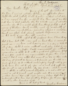 Letter from Epaphras Goodman, Hillingly (Ct.), to Amos Augustus Phelps, April 28th 1838