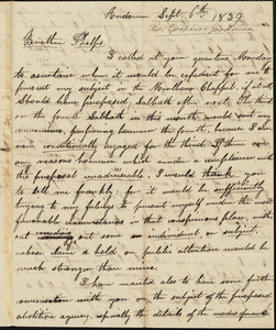 Letter from Epaphras Goodman, Andover, to Amos Augustus Phelps, Sept. 6th 1839