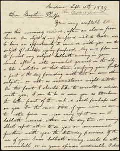 Letter from Epaphras Goodman, Andover, to Amos Augustus Phelps, Sept. 10th 1839