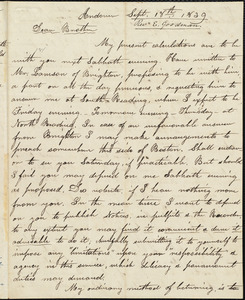 Letter from Epaphras Goodman, Andover, to Amos Augustus Phelps, Sept. 18th 1839