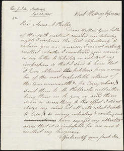 Letter from Jacob Ide, West Medway, to Amos Augustus Phelps, Sept 22. 1845