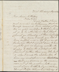 Letter from Jacob Ide, West Medway, to Amos Augustus Phelps, May 14. 1846