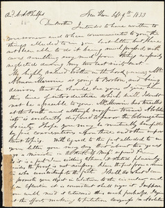 Letter from Simeon Smith Jocelyn, New Haven, to Amos Augustus Phelps, Sept 9th 1833