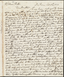 Letter from Simeon Smith Jocelyn, New Haven, to Amos Augustus Phelps, Sept 28th 1833