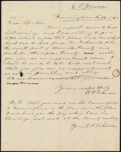 Letter from Charles Patten Johnson, Framingham, to Amos Augustus Phelps, Sept. 1840