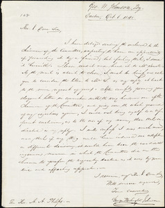 Letter from George Washington Johnson, Easton, to Amos Augustus Phelps, Oct 6. 1840