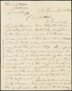 Letter from Simeon Smith Jocelyn, New Haven, to Amos Augustus Phelps, March 28th 1842