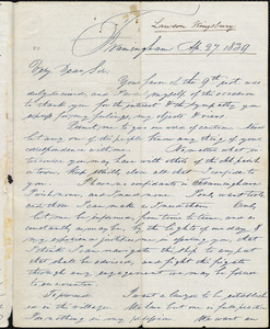 Letter from Lawson Kingsbury, Framingham, to Amos Augustus Phelps, Ap. 27. 1839