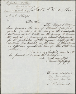 Letter from Francis Jackson, Boston, to Amos Augustus Phelps, Oct. 25, 1842