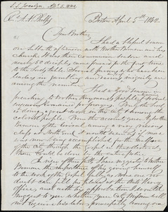 Letter from Simeon Smith Jocelyn, Boston, to Amos Augustus Phelps, April 5th 1842