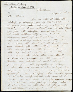 Letter from Mary Emily Jones, Baltimore, to Amos Augustus Phelps, August 31st 44
