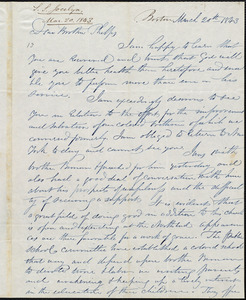 Letter from Simeon Smith Jocelyn, Boston, to Amos Augustus Phelps, March 20th 1843