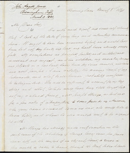Letter from John Angell James, Birmingham, to Amos Augustus Phelps, March 3. 1841