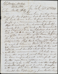 Letter from Simeon Smith Jocelyn, New York, to Amos Augustus Phelps, Septr. 4th 1844