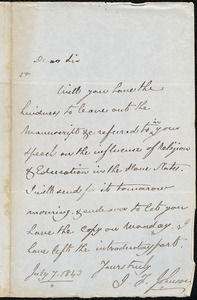 Letter from J. T. Johnson, to Amos Augustus Phelps, July 7. 1843
