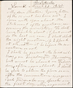 Letter from Luther Lee, Lowell, to Amos Augustus Phelps, March 20. 1841