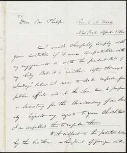 Letter from Edward Norris Kirk, New York, to Amos Augustus Phelps, April 1. 1840