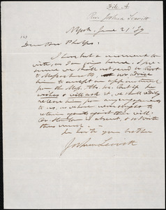 Letter from Joshua Leavitt, New York, to Amos Augustus Phelps, June 21 '39