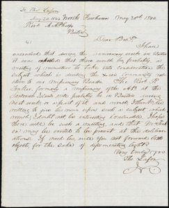 Letter from Thomas Lafon, North Fairhaven, to Amos Augustus Phelps, May 20th 1844