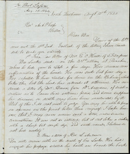Letter from Thomas Lafon, North Fairhaven, to Amos Augustus Phelps, Augt 13th 1844
