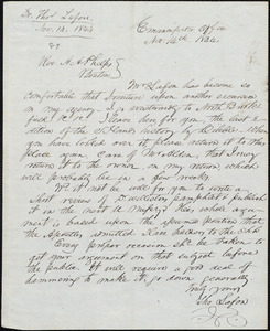 Letter from Thomas Lafon, to Amos Augustus Phelps, Nov: 14th 1844