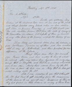 Letter from Thomas Lafon, Fitchburg, to Amos Augustus Phelps, Apl. 18th 1846