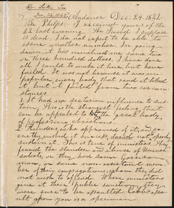Letter from Luther Lee, Andover, to Amos Augustus Phelps, Dec. 24. [1842?]