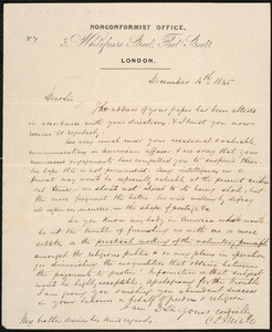 Letter from Charles S. Miall, London, to Amos Augustus Phelps, December 4th 1845