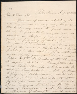 Letter from Samuel Joseph May, Brooklyn, to Amos Augustus Phelps, 1833 August 20