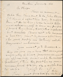 Letter from Samuel Lee, Wrentham, to Amos Augustus Phelps, June 14 1832