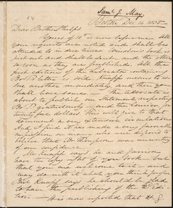 Letter from Samuel Joseph May, Boston, to Amos Augustus Phelps, Dec. 14. 1835
