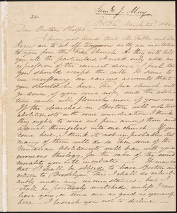 Letter from Samuel Joseph May, Boston, to Amos Augustus Phelps, March 22d 1836