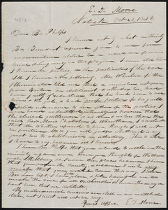 Letter from E. D. Moore, Natick, to Amos Augustus Phelps, Oct 28, 1836